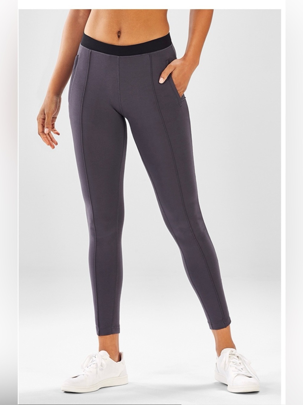 Fabletics Gray Noelle Pants PonteFlex Pull-On Zip Ankle Joggers Leggings M